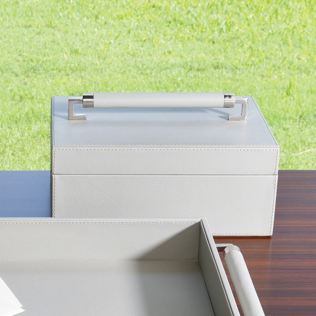 Global Views Wrapped Leather Handle Box