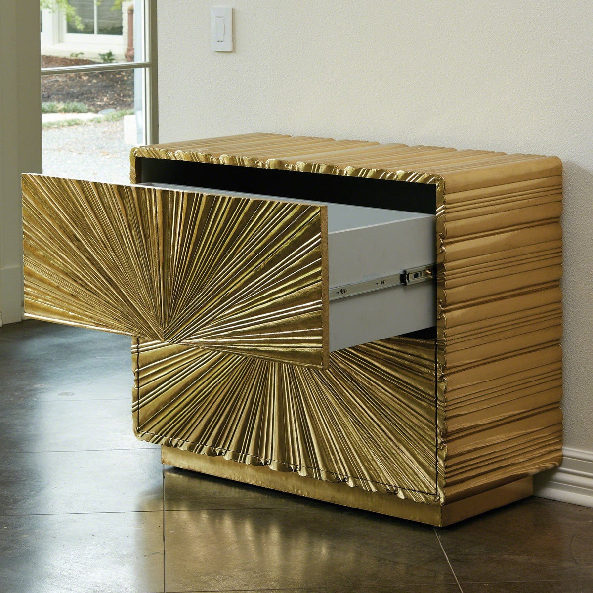 Global Views Linenfold Two Drawer Chest