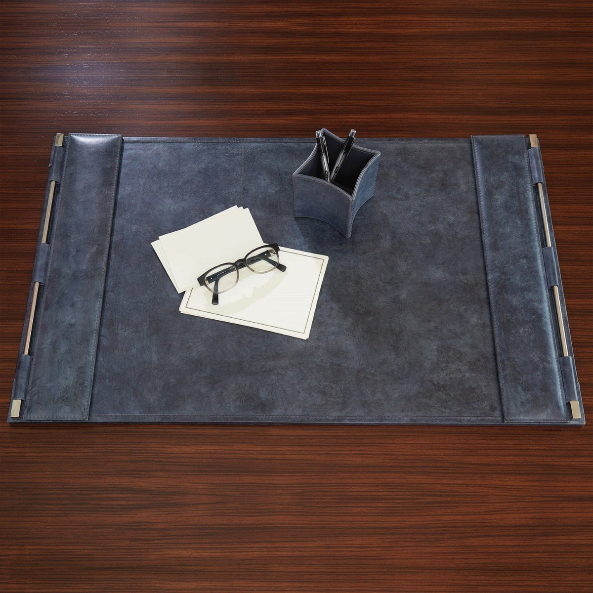 Global Views Folded Leather Pencil Cup