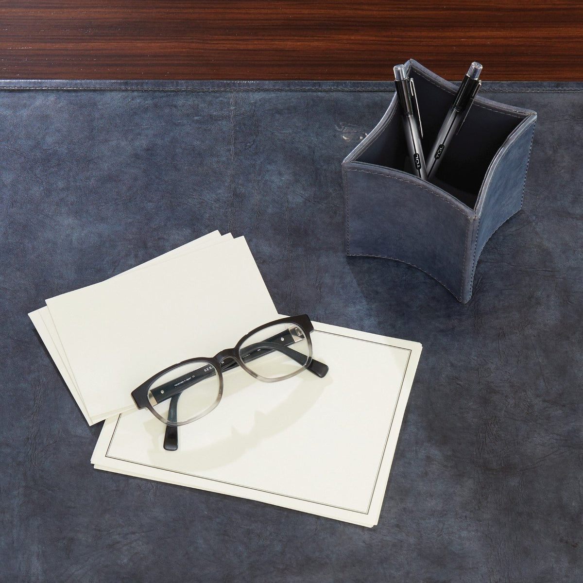 Global Views Folded Leather Pencil Cup