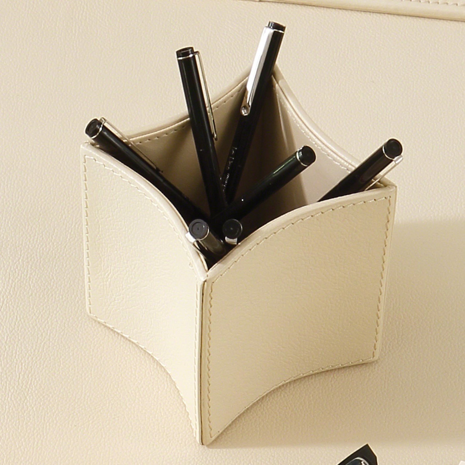 Global Views Folded Leather Pencil Cup