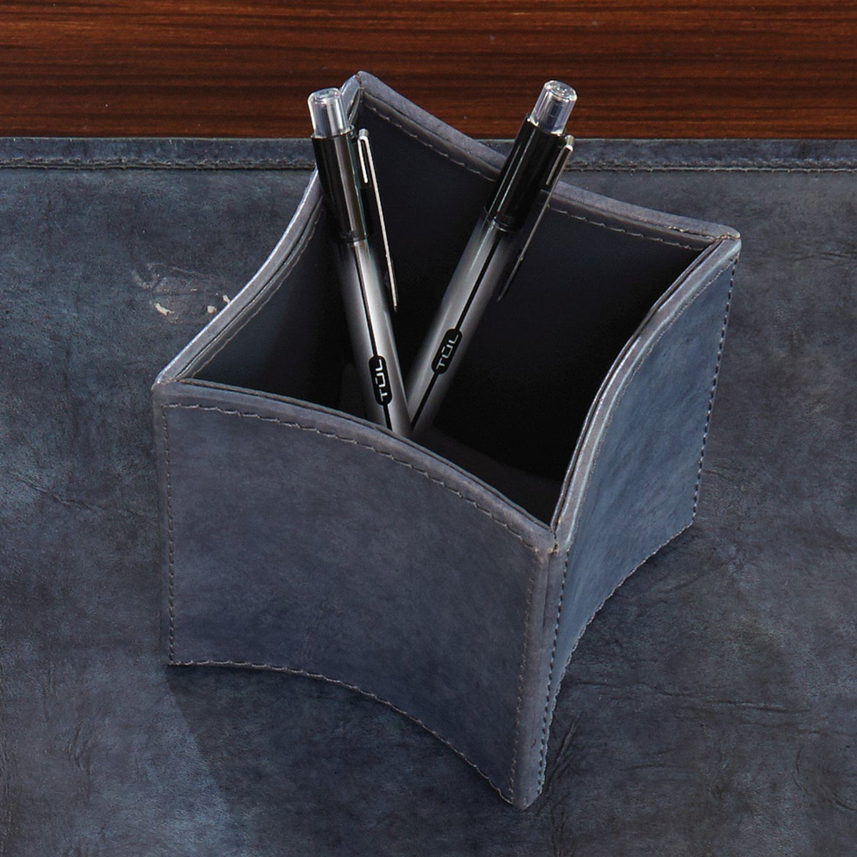 Global Views Folded Leather Pencil Cup