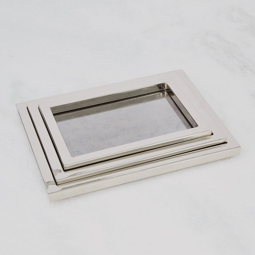 Global Views Nickel Stepped Nesting Trays Set of 3