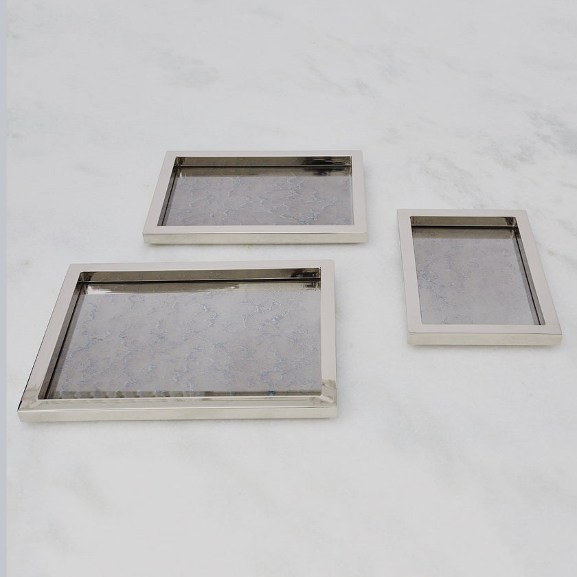Global Views Nickel Stepped Nesting Trays Set of 3