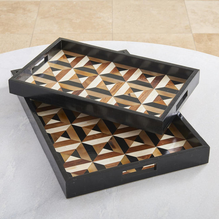 Global Views Triangle Marquetry Tray