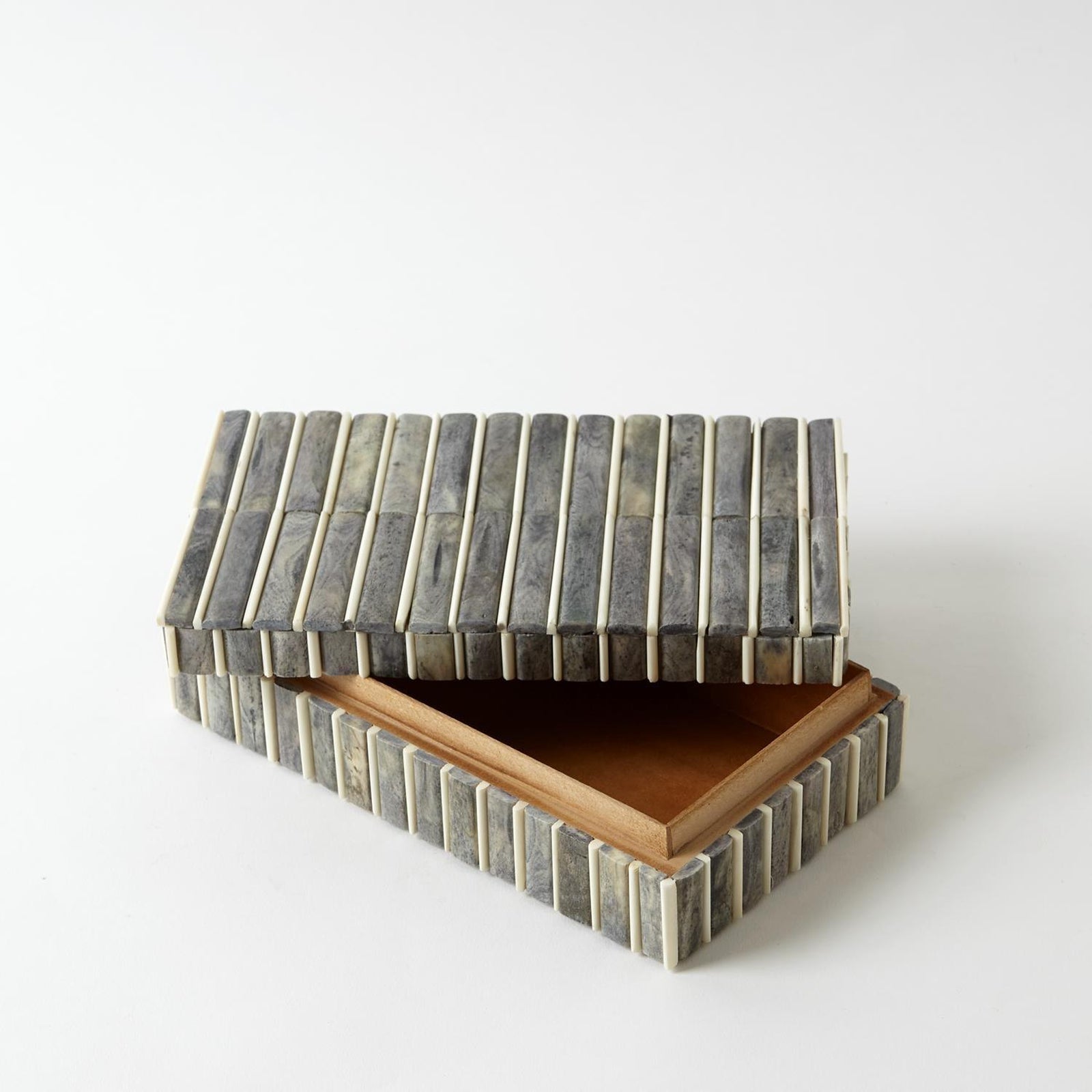 Global Views Bone Box-Grey/Ivory
