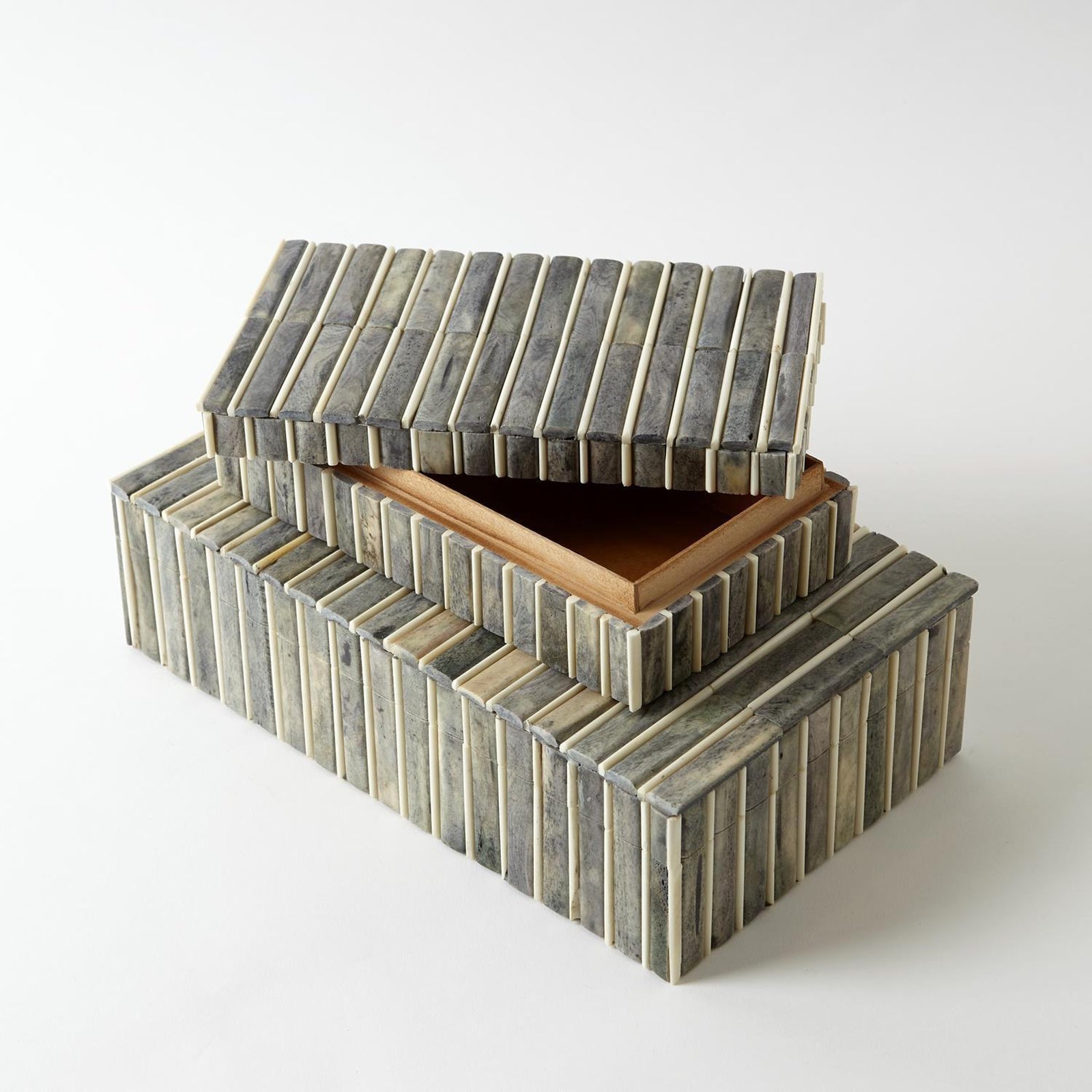 Global Views Bone Box-Grey/Ivory