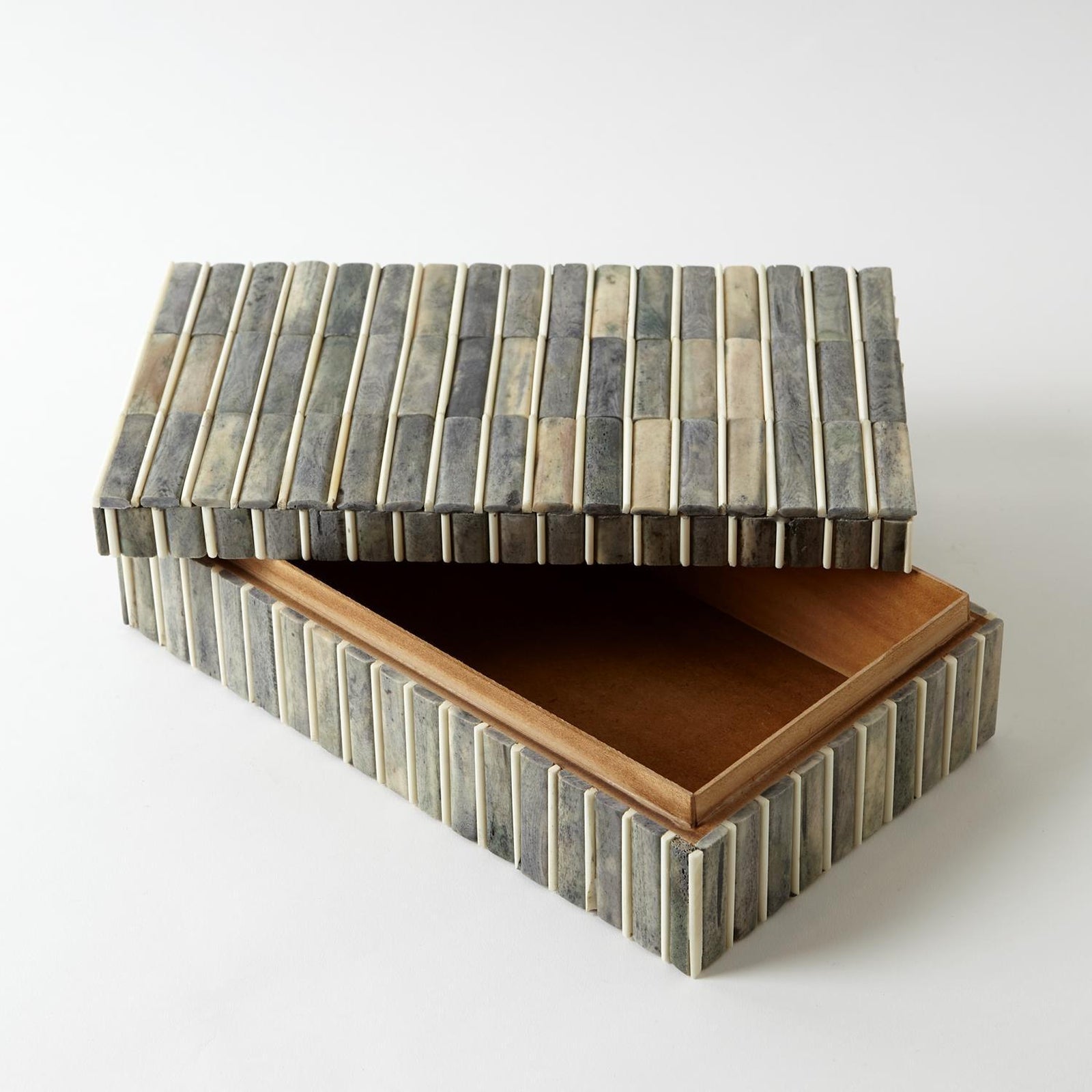 Global Views Bone Box-Grey/Ivory