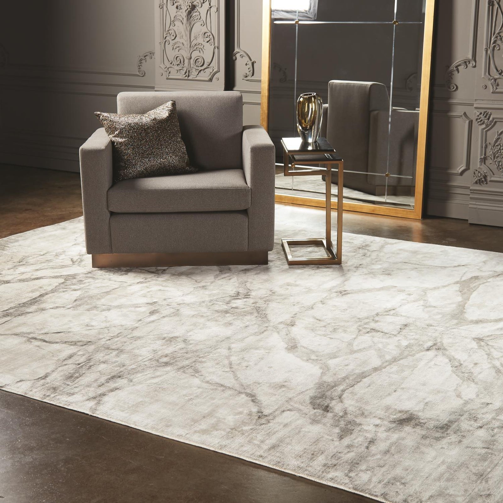 Global Views Mirror Match Marble Rug-Neutrals