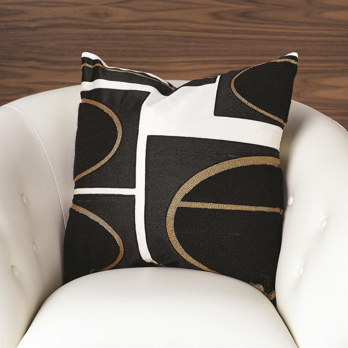 Global Views Beige Black Brass Loop Pillow