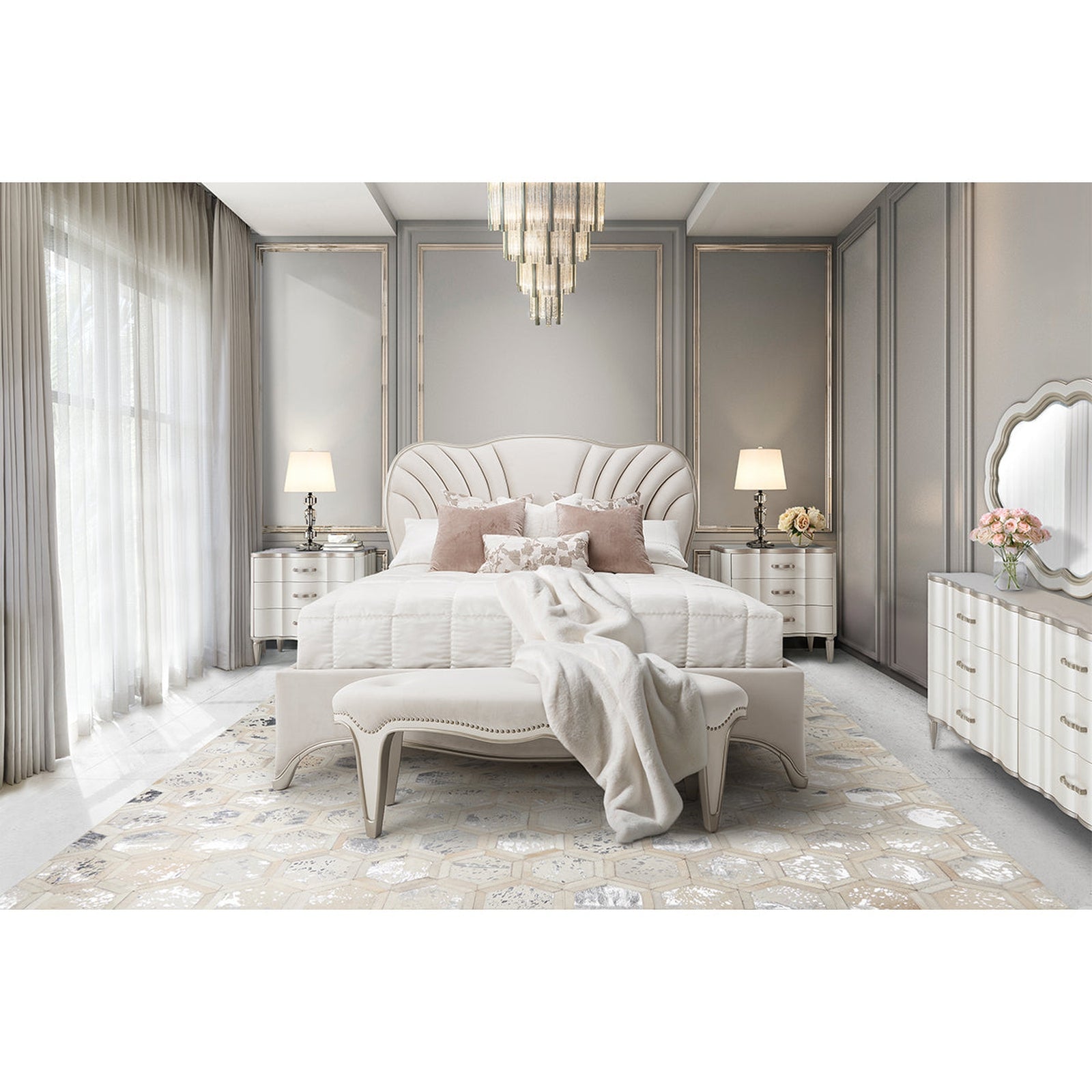 Michael Amini London Place Upholstered Panel Bed