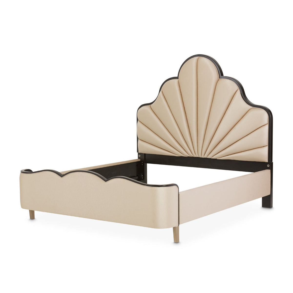Michael Amini Malibu Crest Crotch Mahogany Scalloped Panel Bed