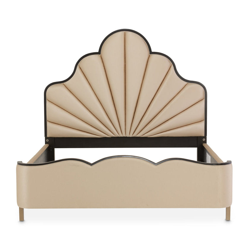 Michael Amini Malibu Crest Crotch Mahogany Scalloped Panel Bed
