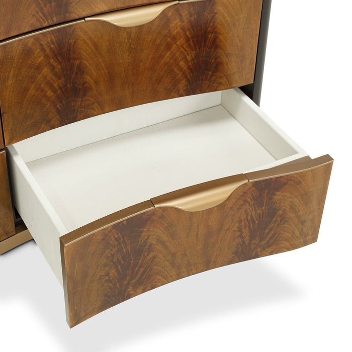 Michael Amini Malibu Crest Crotch Mahogany Storage Dresser