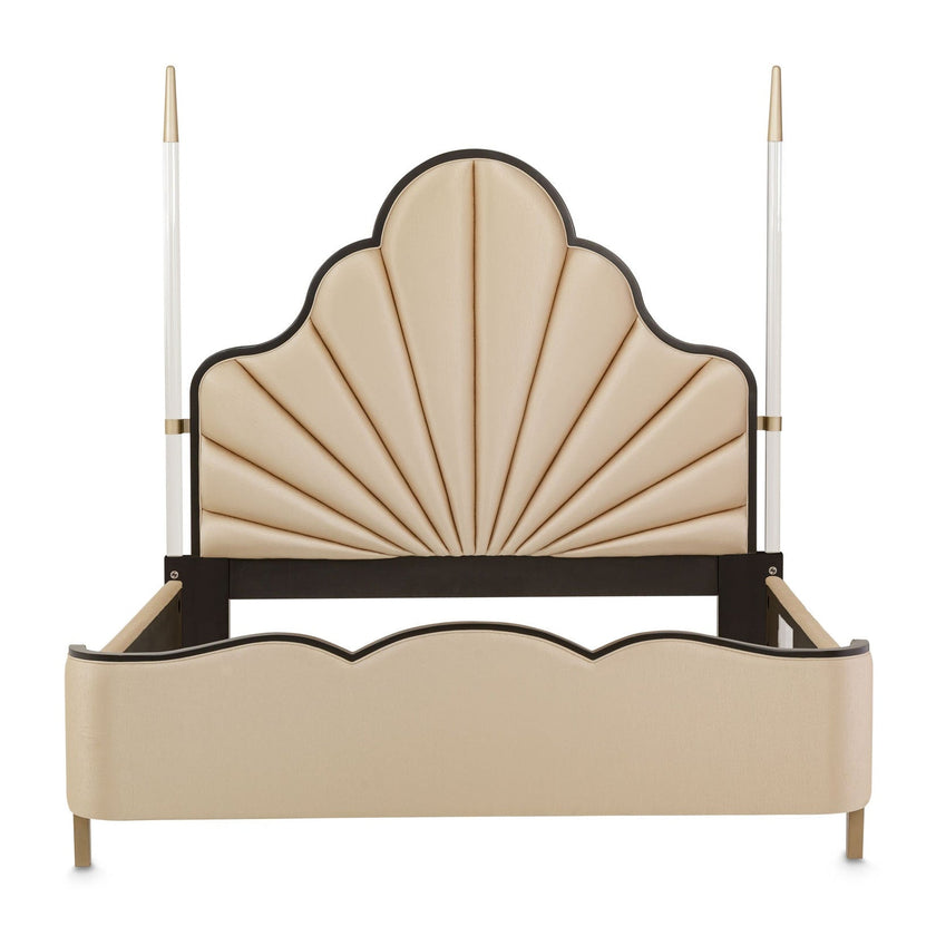 Michael Amini Malibu Crest Crotch Mahogany Scalloped Poster Bed