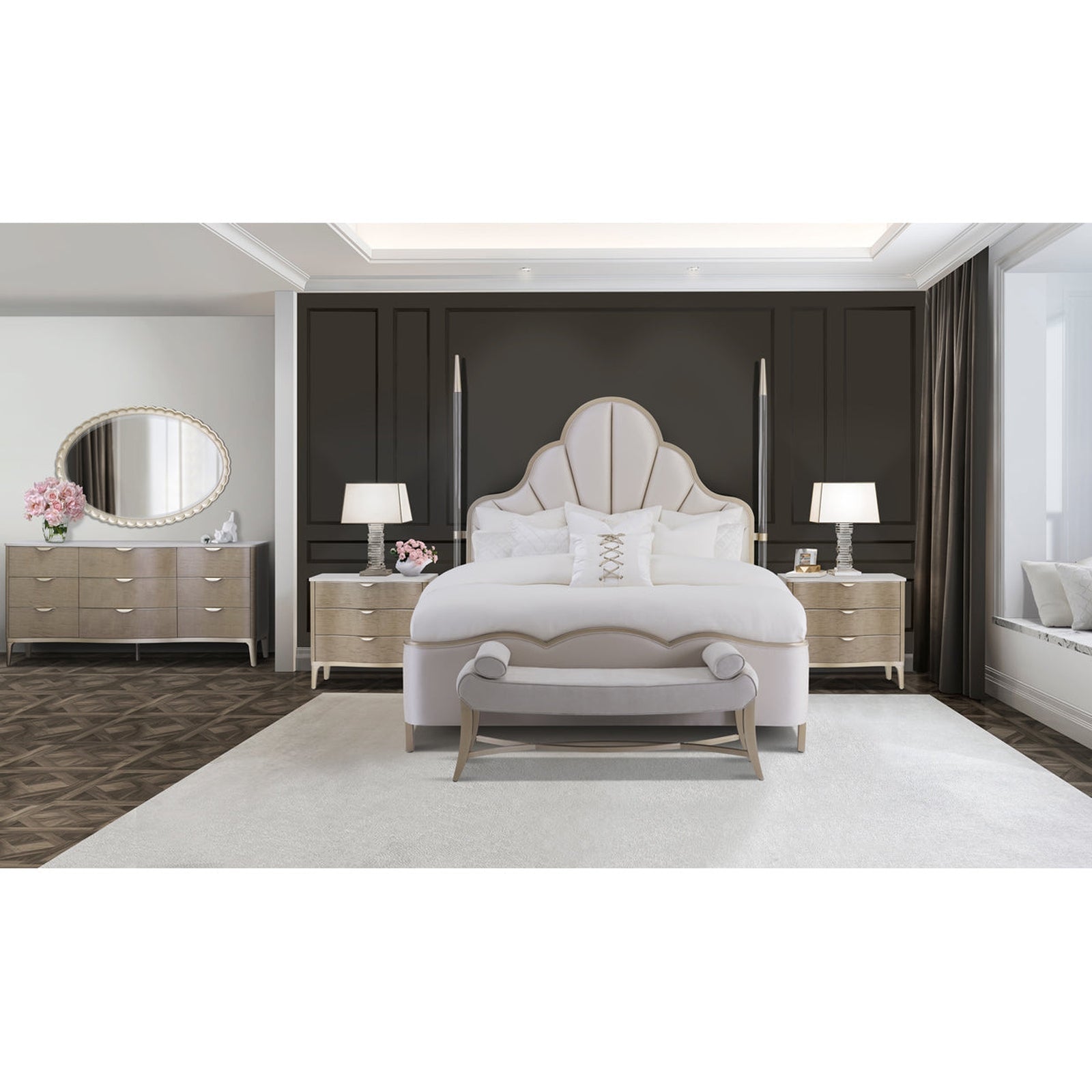 Michael Amini Malibu Crest Scalloped Poster Bed