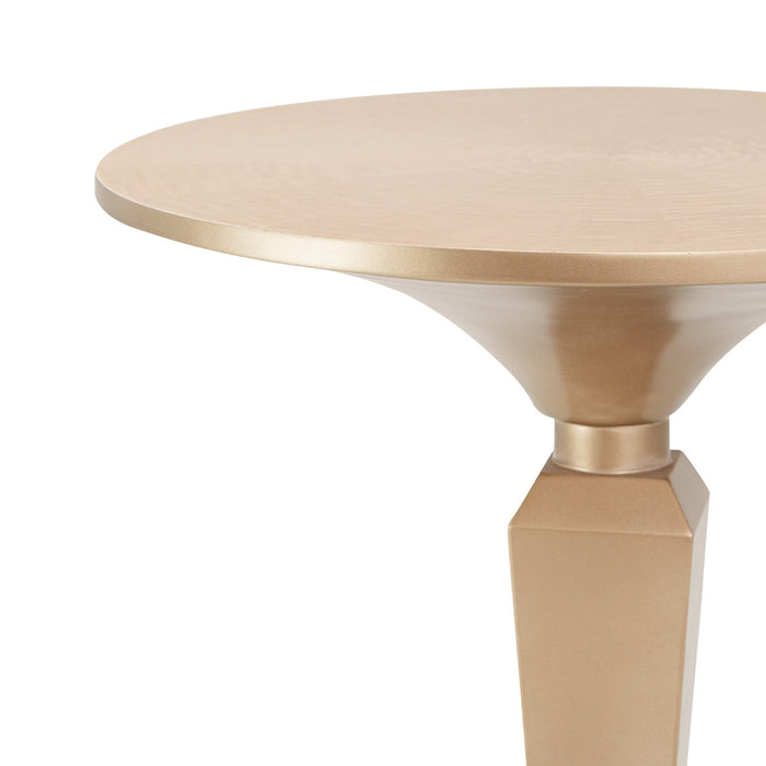 Michael Amini Malibu Crest Crotch Mahogany Round Pedestal Tea Table