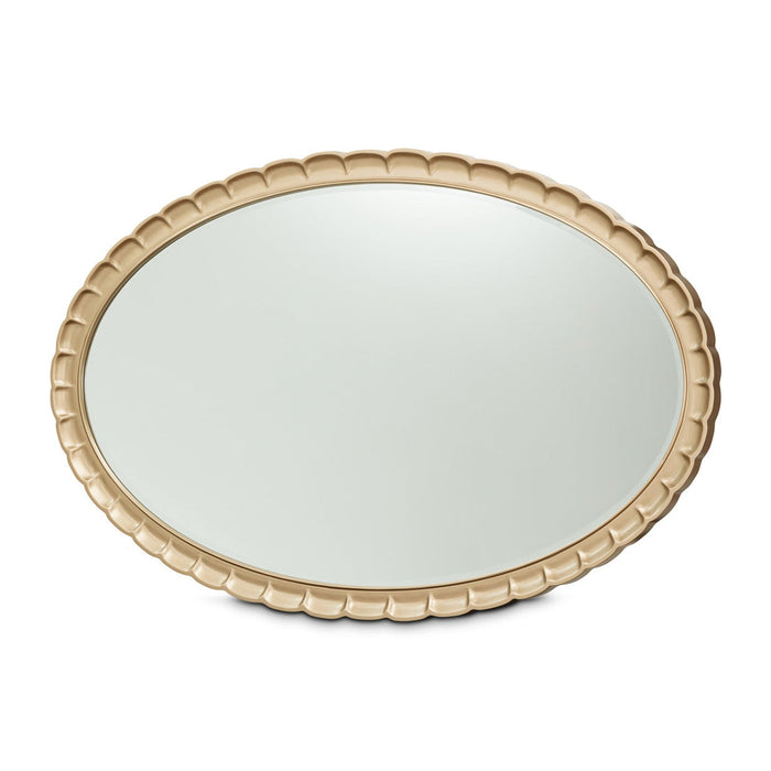 Michael Amini Malibu Crest Crotch Mahogany Oval Wall Mirror