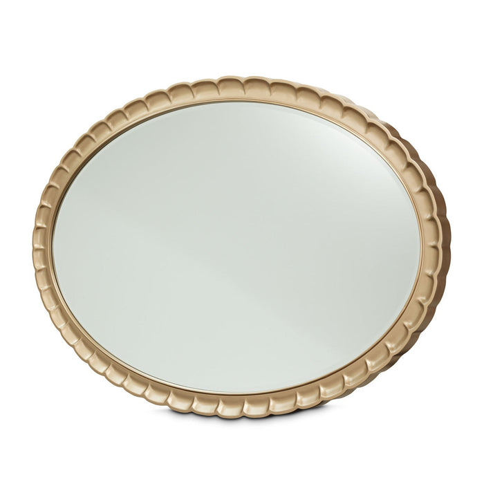 Michael Amini Malibu Crest Crotch Mahogany Oval Wall Mirror