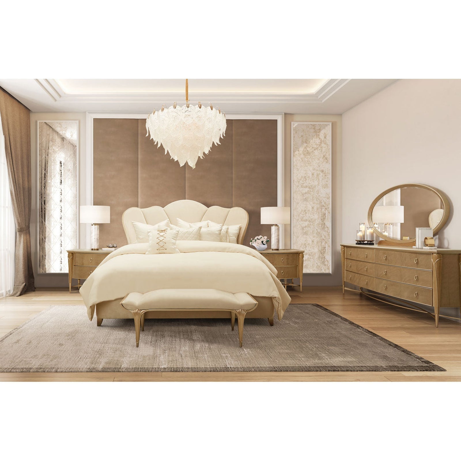 Michael Amini Villa Cherie Tufted Upholstered Bed