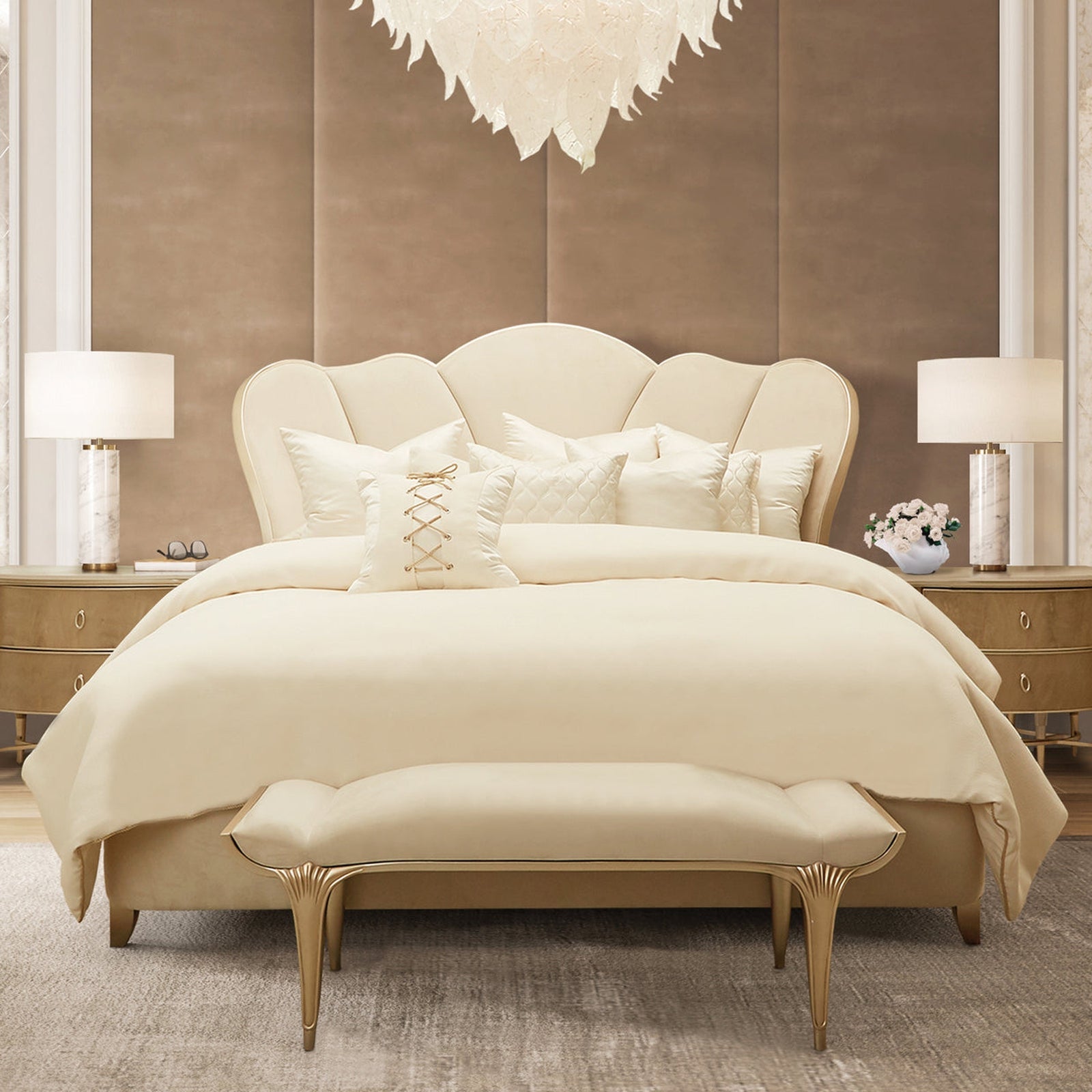 Michael Amini Villa Cherie Tufted Upholstered Bed