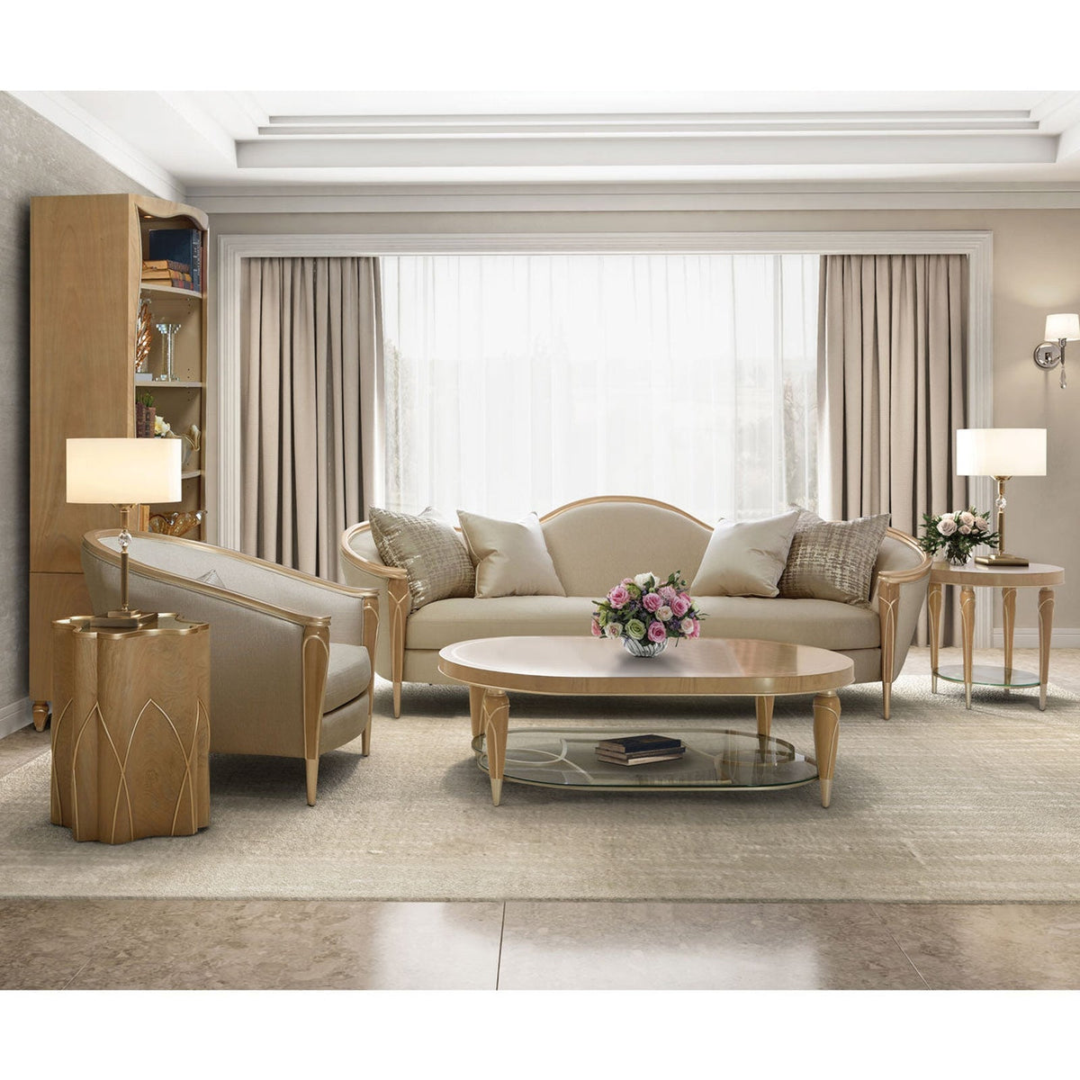Michael Amini Villa Cherie Caramel Chairside Table