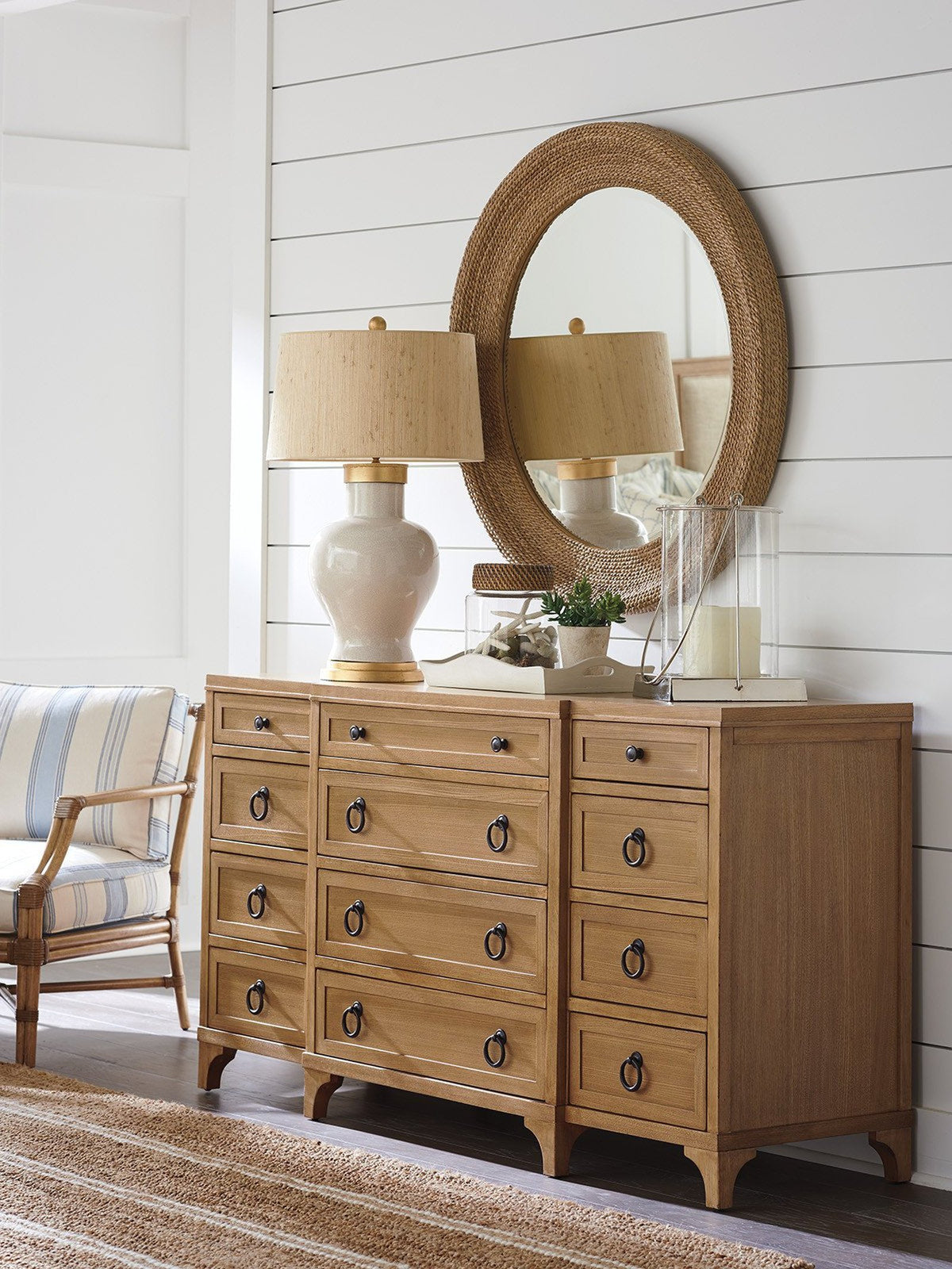 Barclay Butera Newport La Jolla Woven Round Mirror