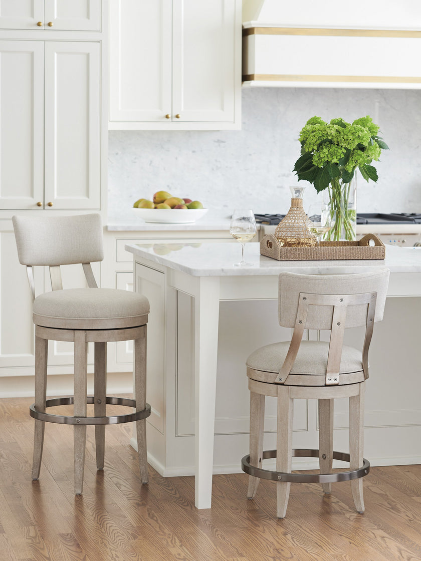Barclay Butera Malibu Cliffside Swivel Upholstered Bar Stool Customizable