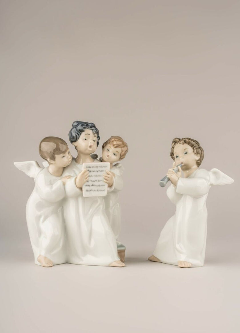 Lladro Angel with Flute Figurine