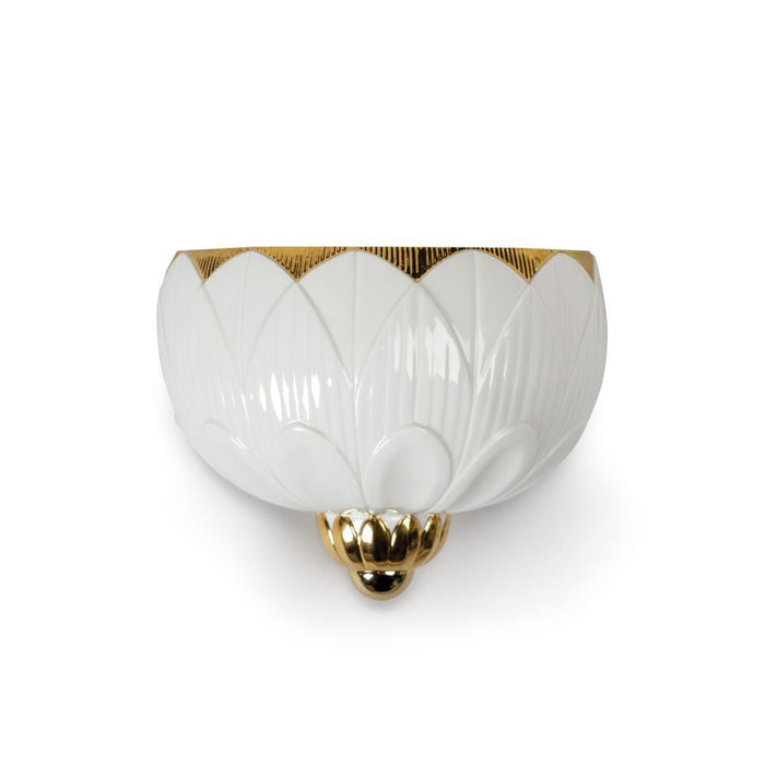 Lladro Ivy & Seed Wall Sconce White and Gold (US)