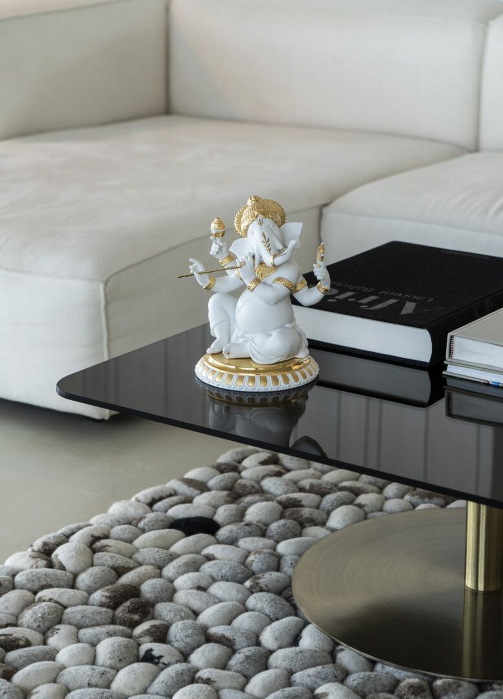 Lladro Bansuri Ganesha Figurine Golden Lustre