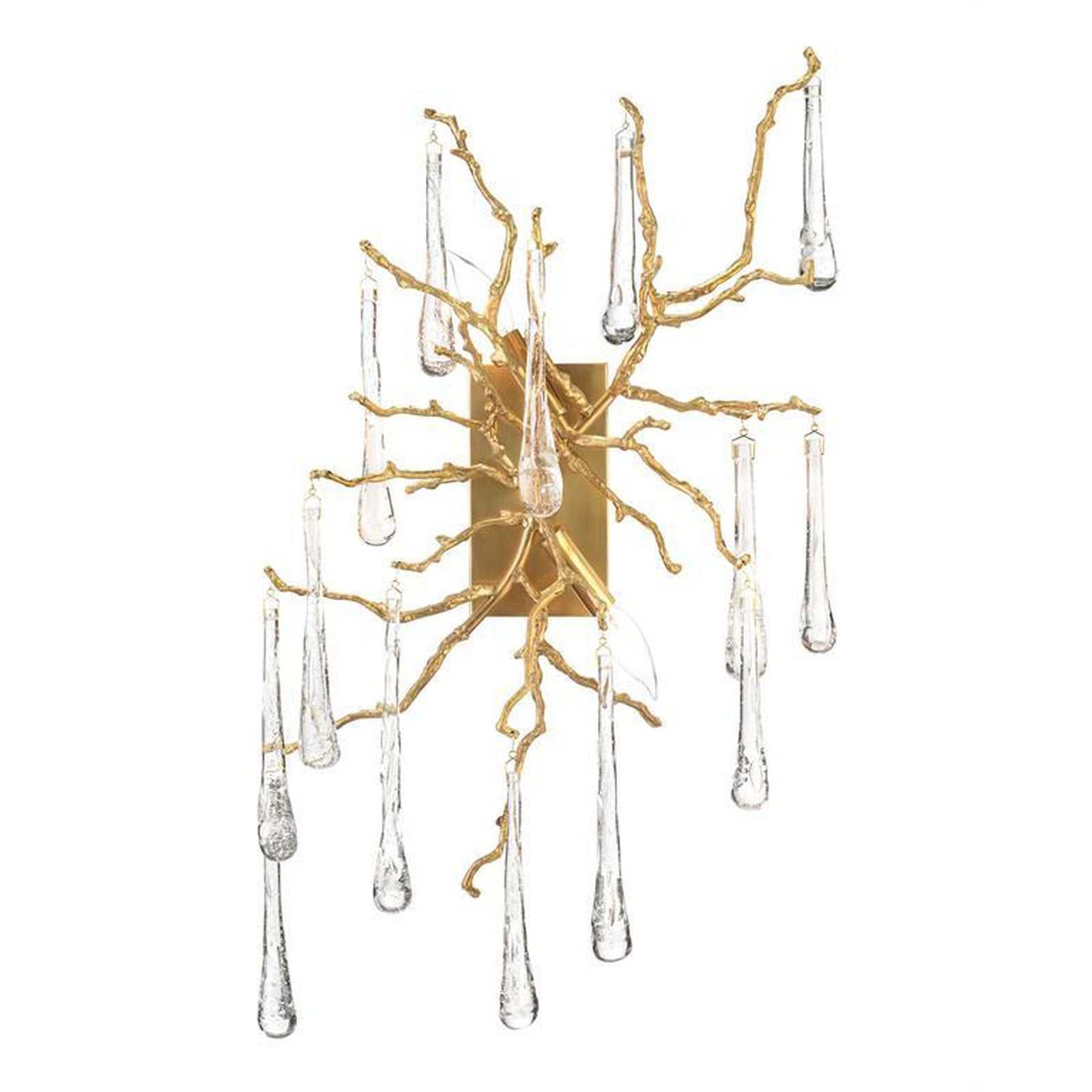John Richard Brass and Glass Teardrop Two-Light Wall Sconce