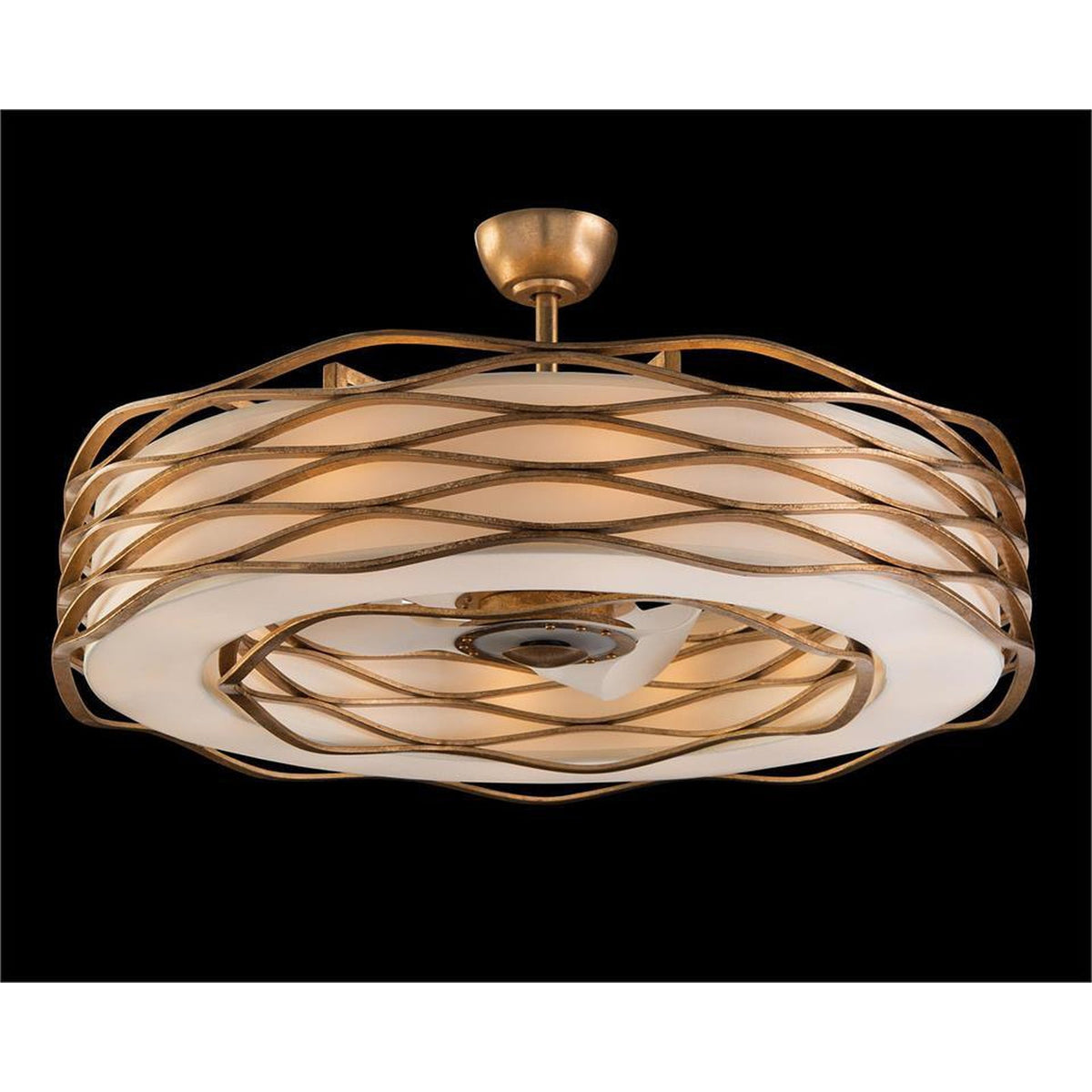 John Richard Ribbons of Gold Twelve-Light Pendant with Fan