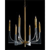 John Richard Acrylic and Brass Six-Light Chandelier