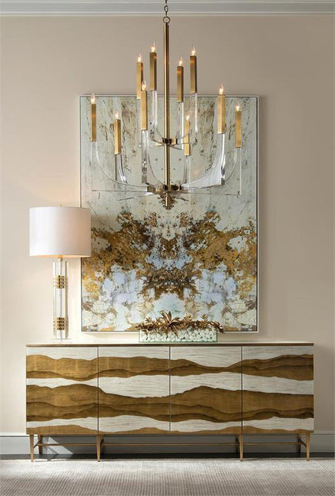 John Richard Acrylic and Brass Ten-Light Chandelier