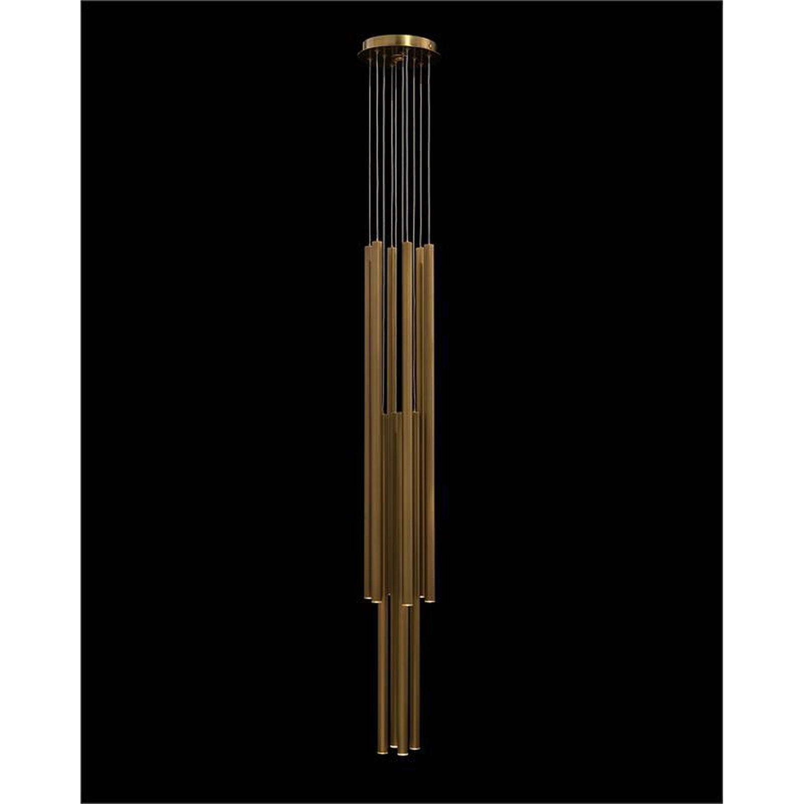 John Richard Hans Eleven-Droplight Brass Chandelier