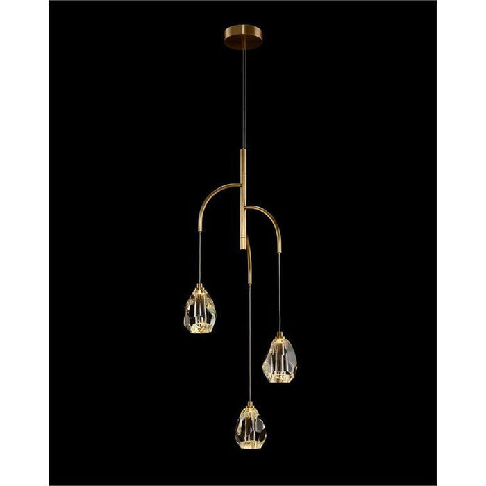 John Richard Faceted Chunk Crystal Three-Light Chandelier