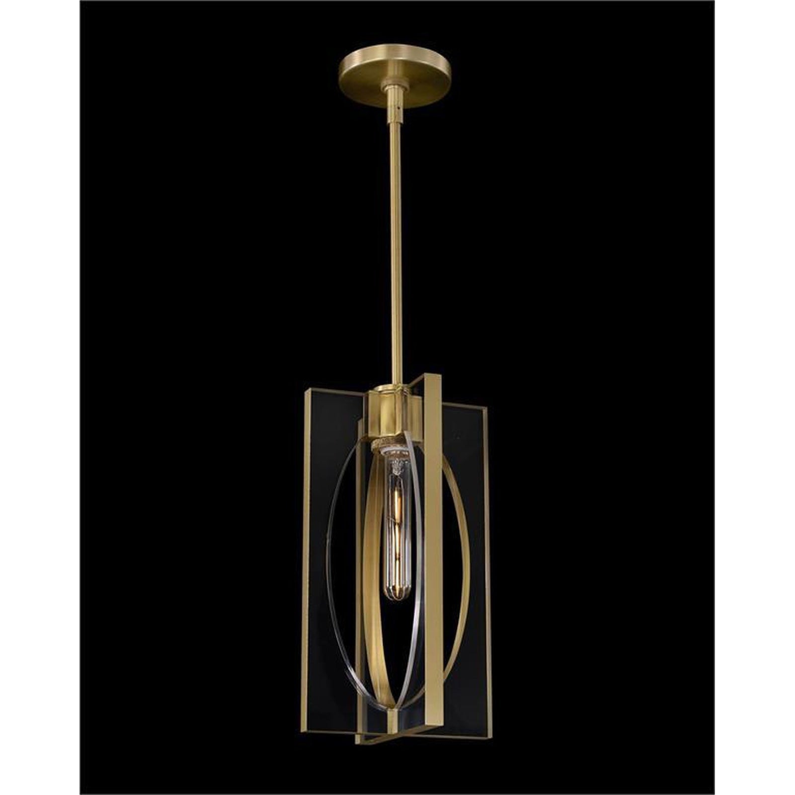 John Richard Genesis: Acrylic and Antique Brass Single Droplight