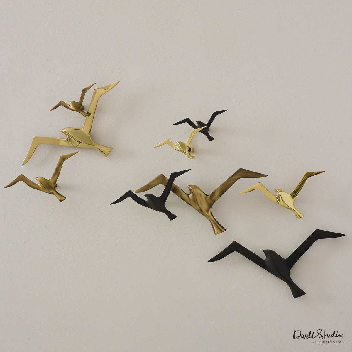 Global Views Metallic Flock Wall Decor Set of 3