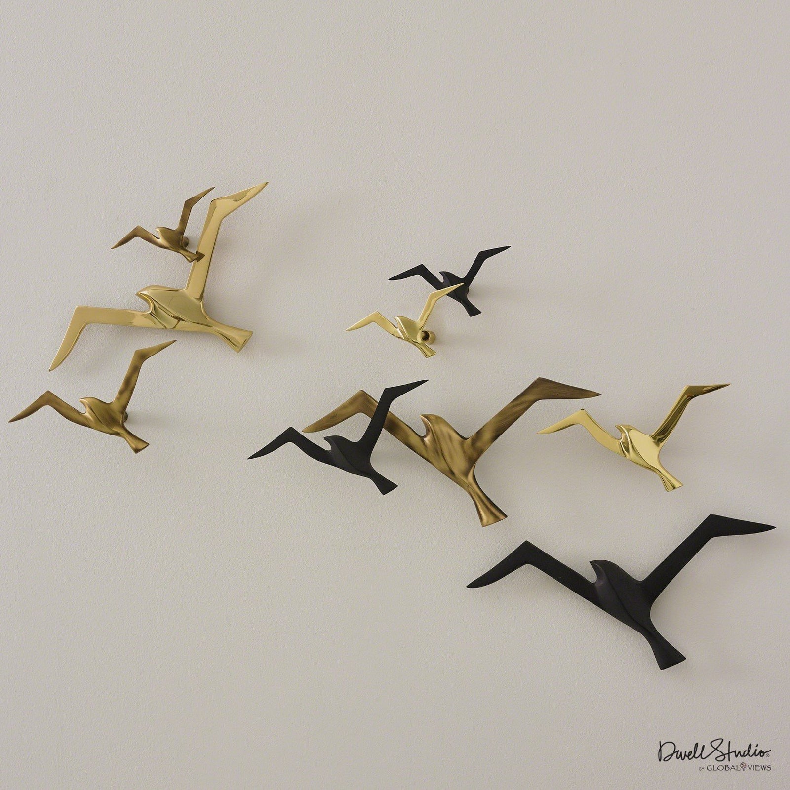 Global Views Metallic Flock Wall Decor-Set of 3