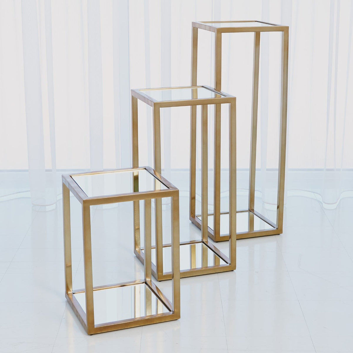 Global Views Brass Escher Pedestal Planter