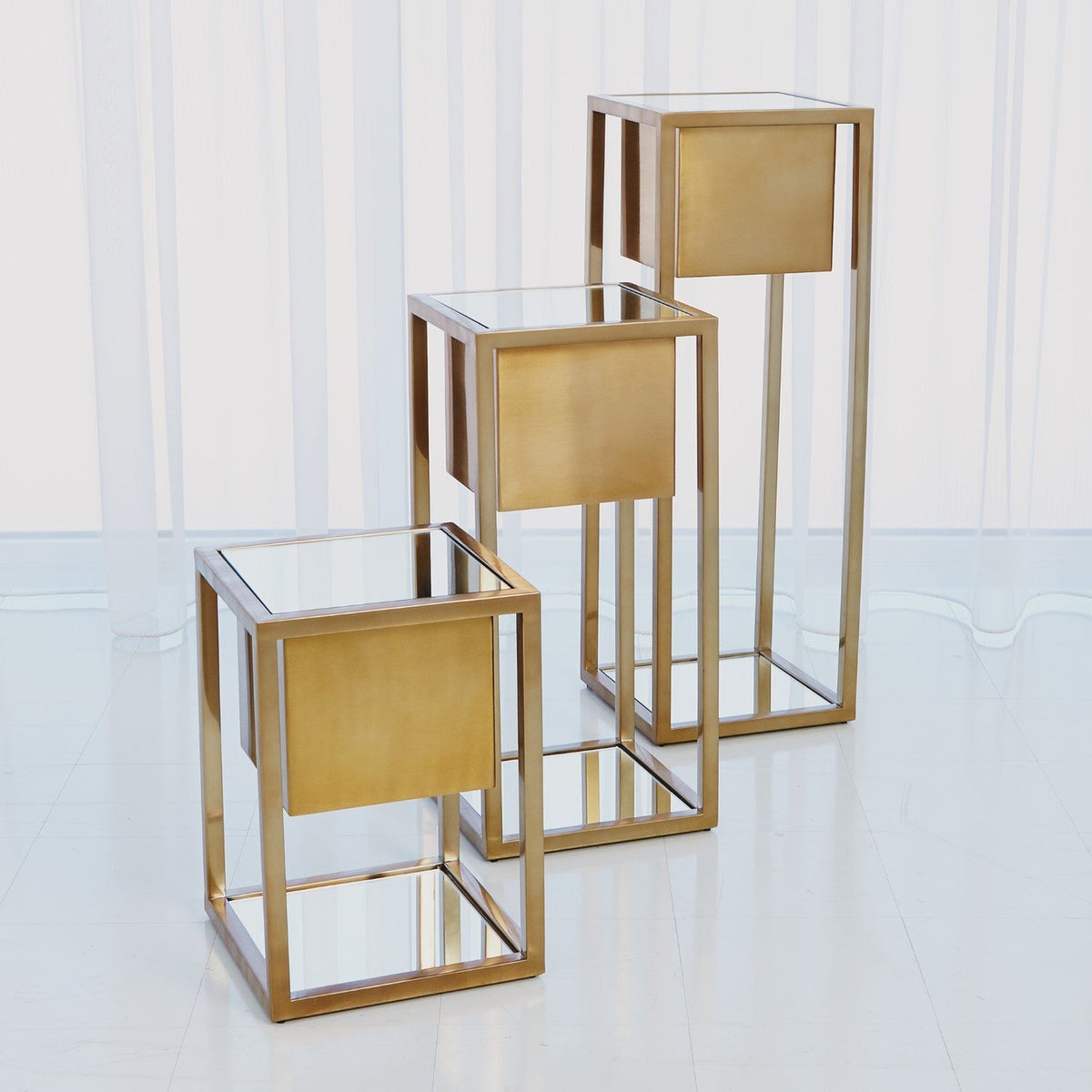 Global Views Brass Escher Pedestal Planter
