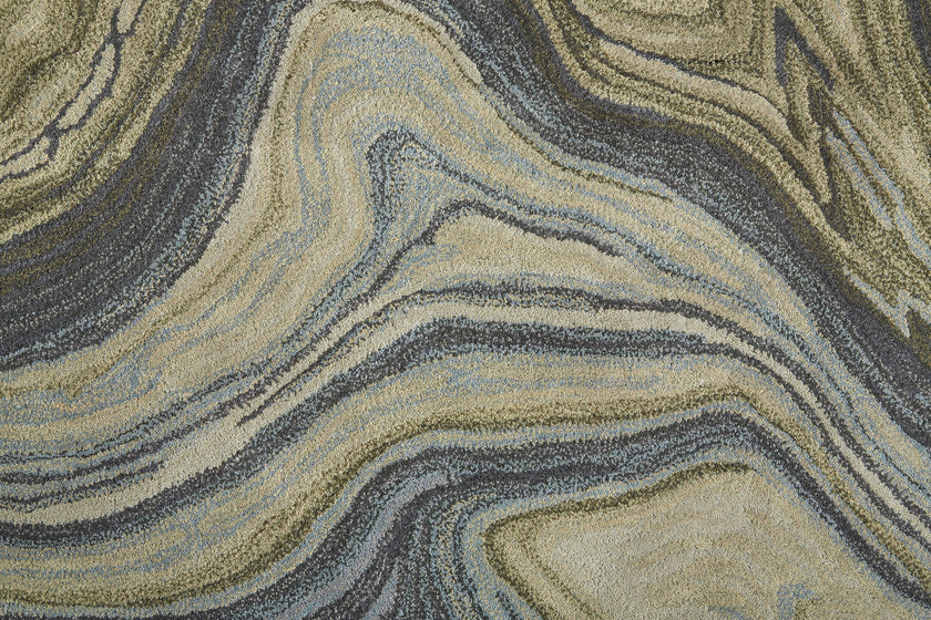 Feizy Amira 8631F Rug in Green / Gray