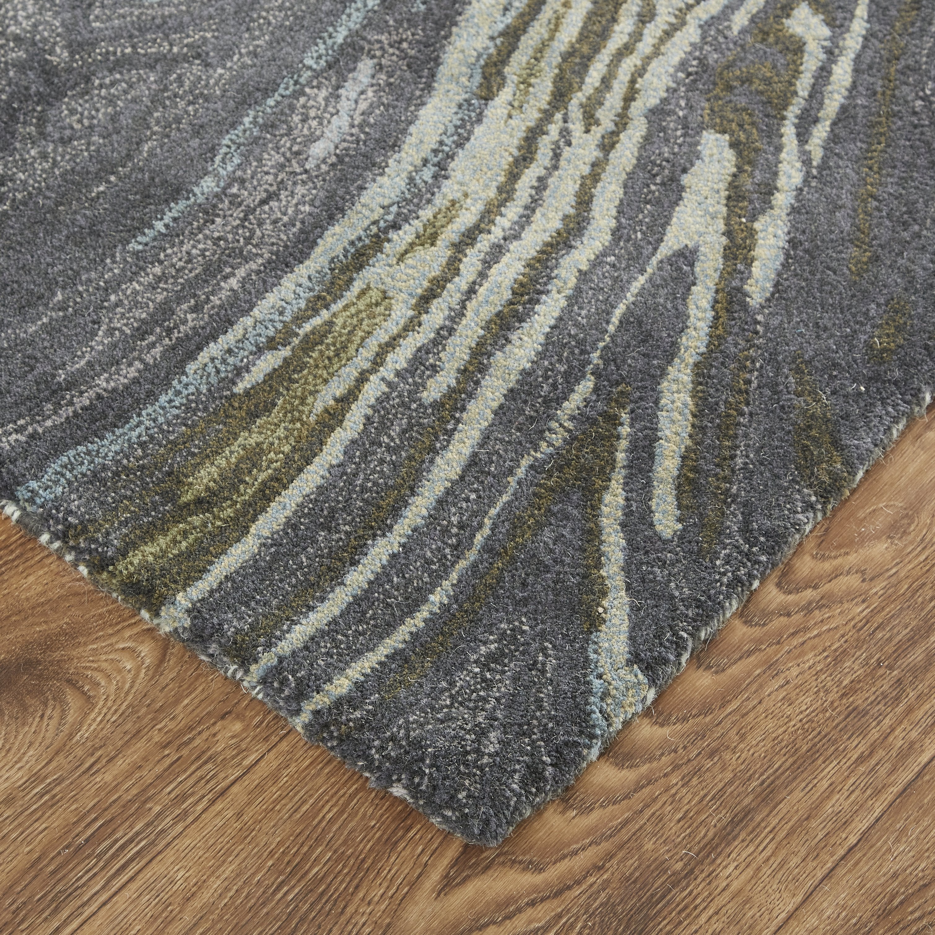 Feizy Amira 8631F Rug in Green / Gray