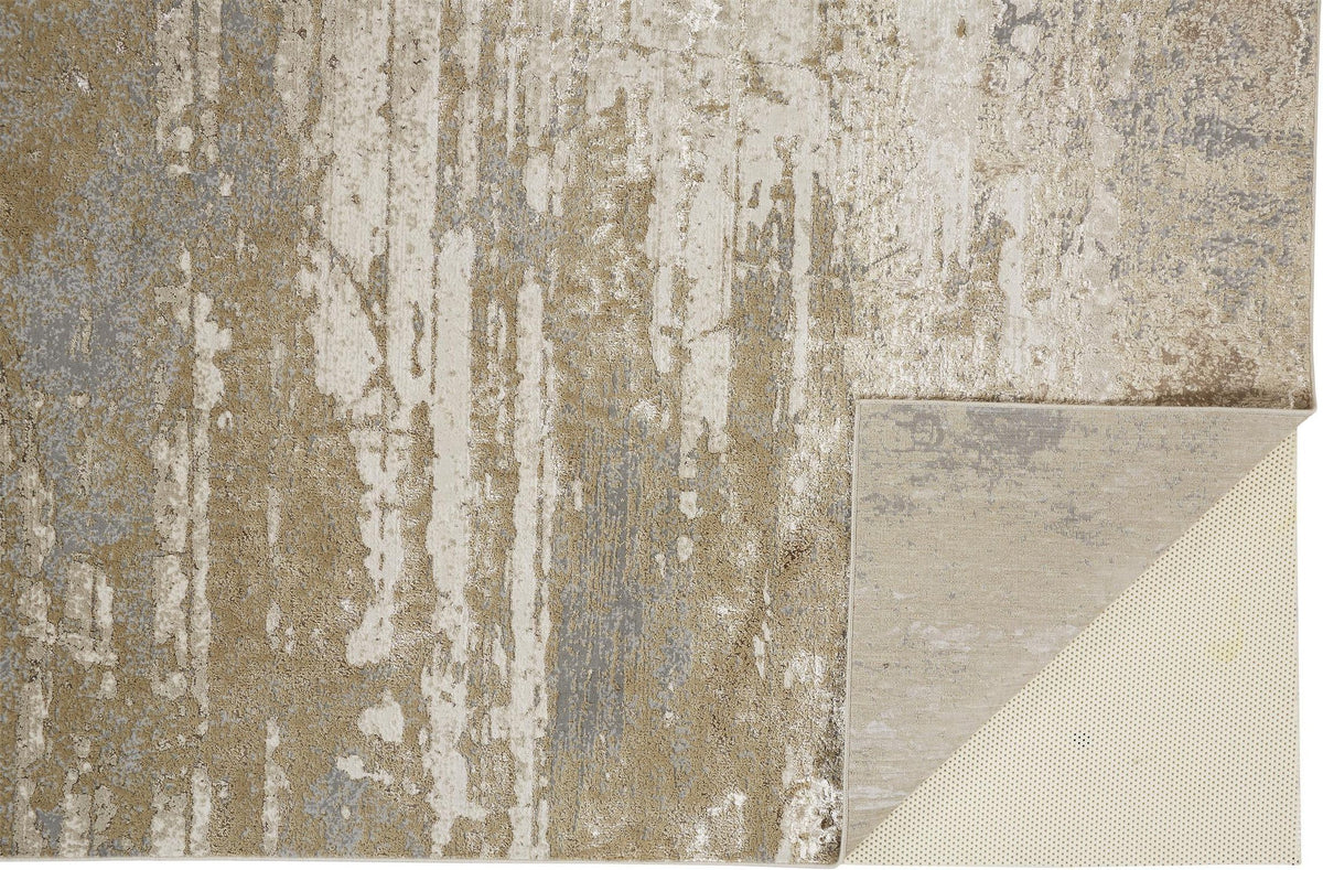 Feizy Aura 3567F Rug in Beige / Gold