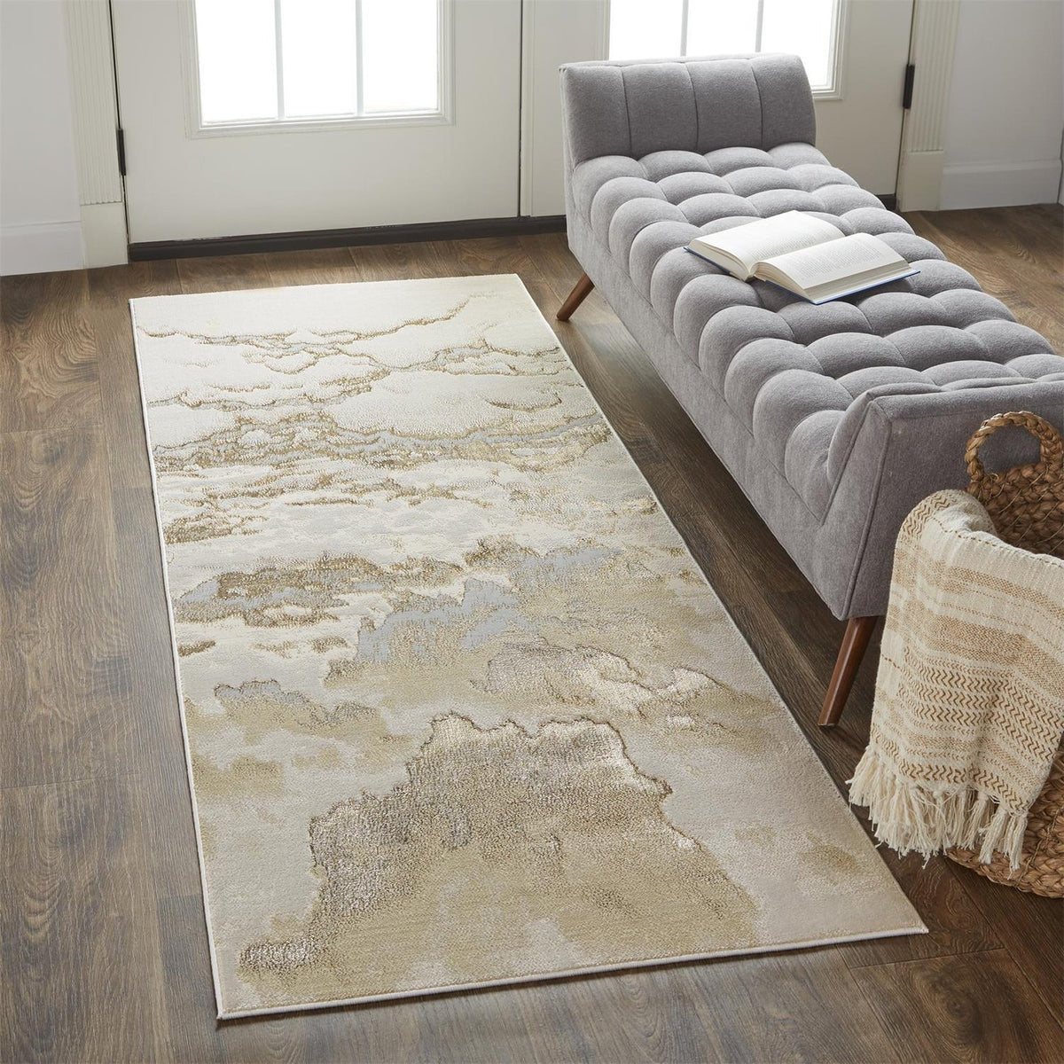 Feizy Aura 3727F Rug in Gold / Beige