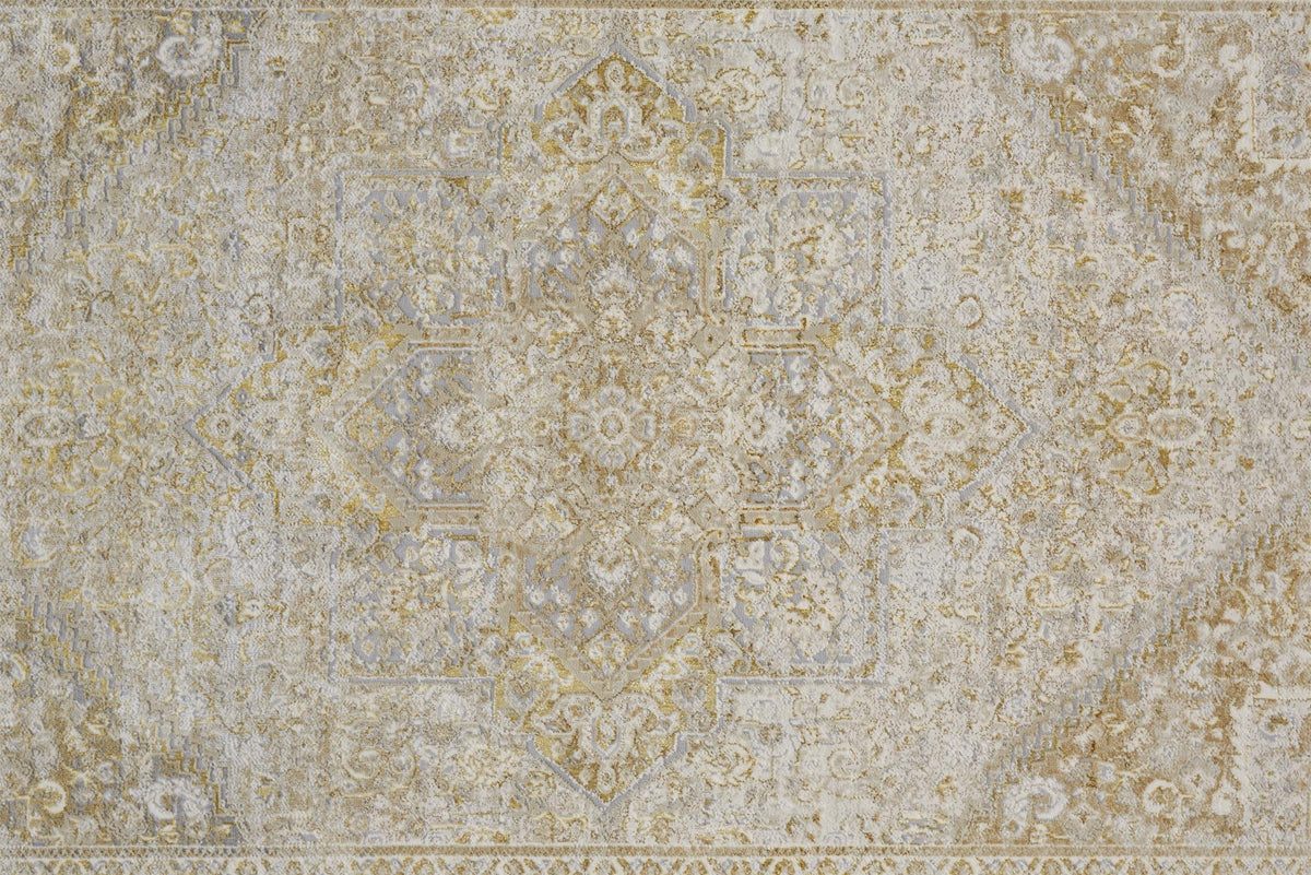 Feizy Aura 3734F Rug in Brown / Gold