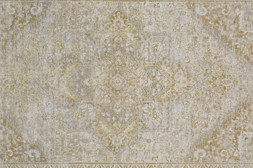 Feizy Aura 3734F Rug in Brown / Gold