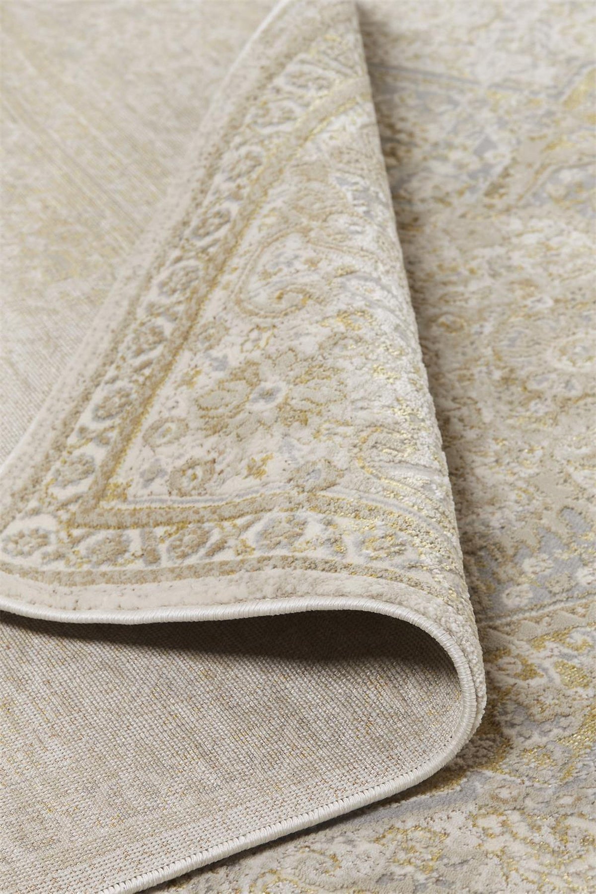 Feizy Aura 3734F Rug in Brown / Gold