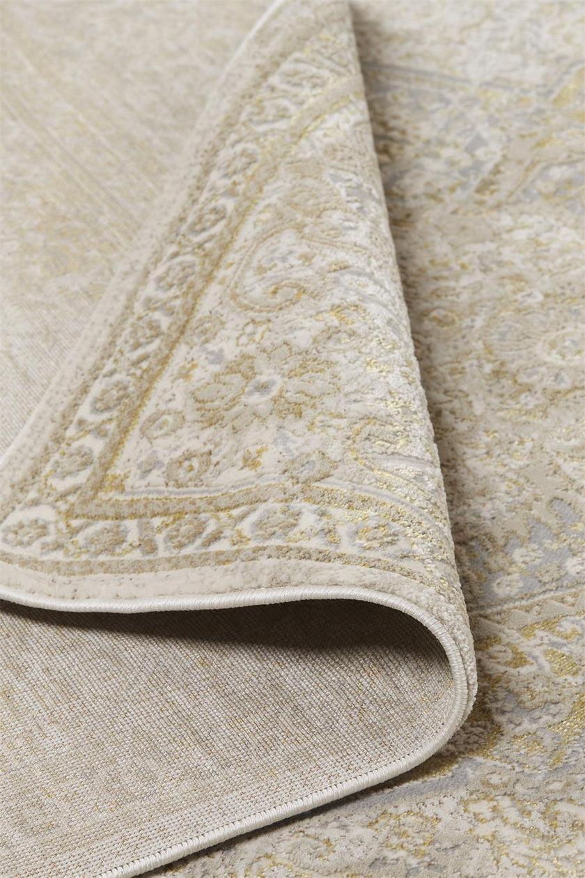 Feizy Aura 3734F Rug in Brown / Gold